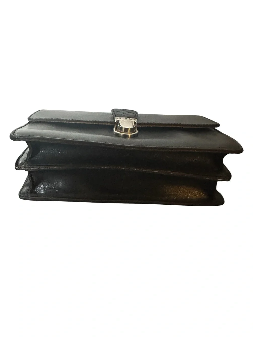 Patricia Nash Lanza Black Leather Crossbody Organizer Bag Silver Hardware